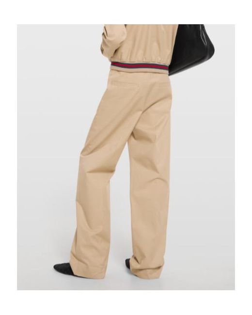 Gucci Natural Cotton Twill Pants With Embroidery for men