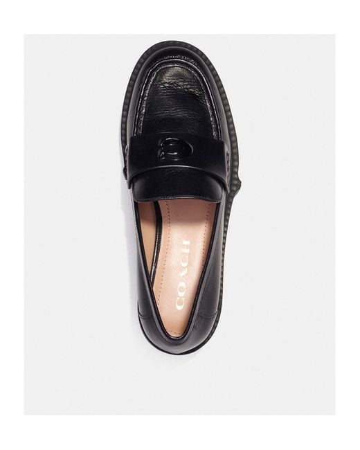 COACH Black Leah Chunky Sole Leather Loafers