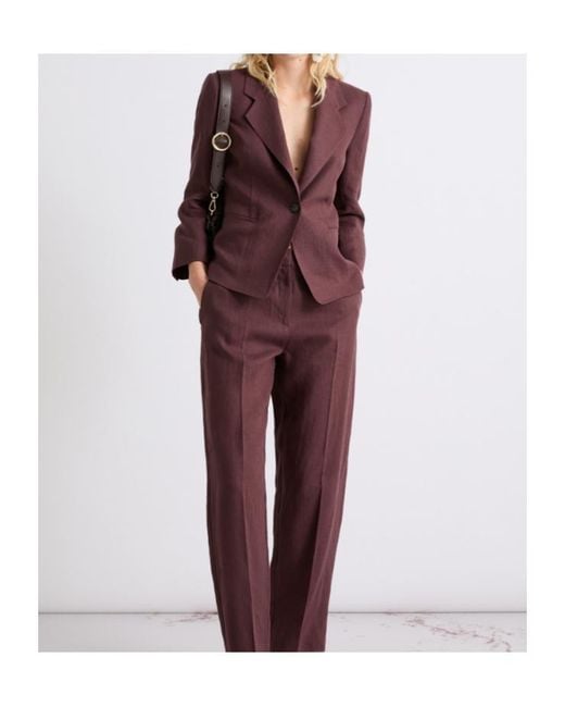 Marella Purple Single-Breasted Linen Blazer