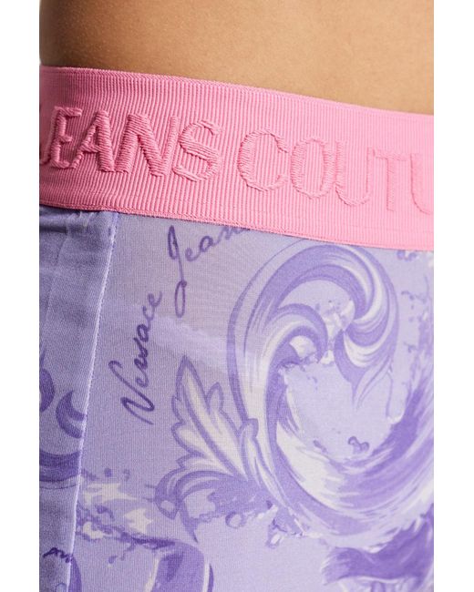 Versace Jeans Purple Couture Logo Waistband Flared-Leg Trousers