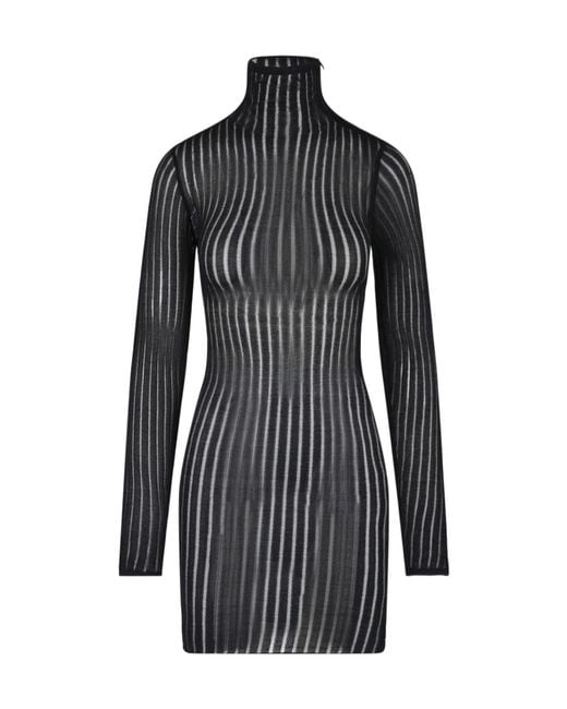 Dondup Black Erotica High Neck Striped Dress