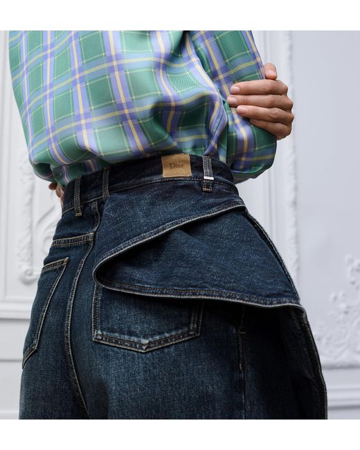 Dior Blue Draped Flared Jeans