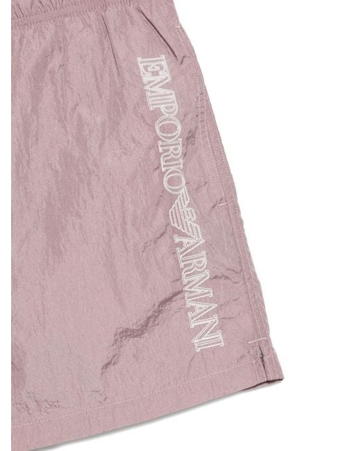 Emporio Armani Logo-Embroidered Drawstring Swim Shorts for men