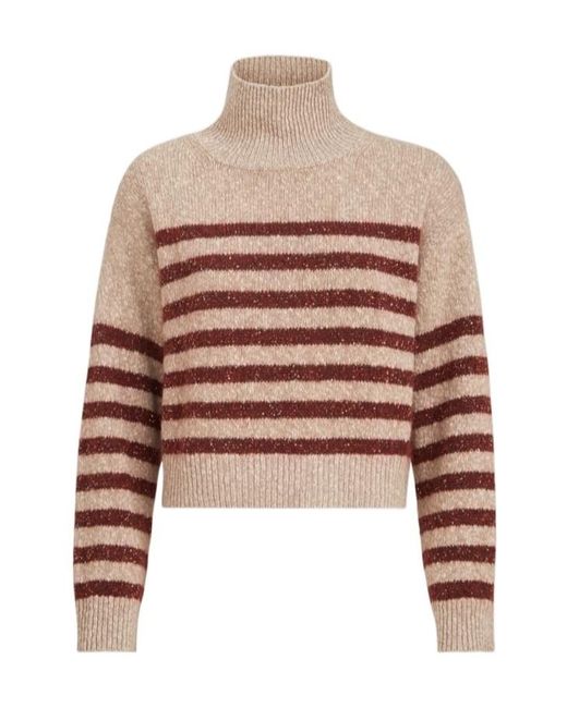 Brunello Cucinelli Multicolor Soft Virgin Wool And Cashmere Turtleneck Sweater With Dazzling Stripes