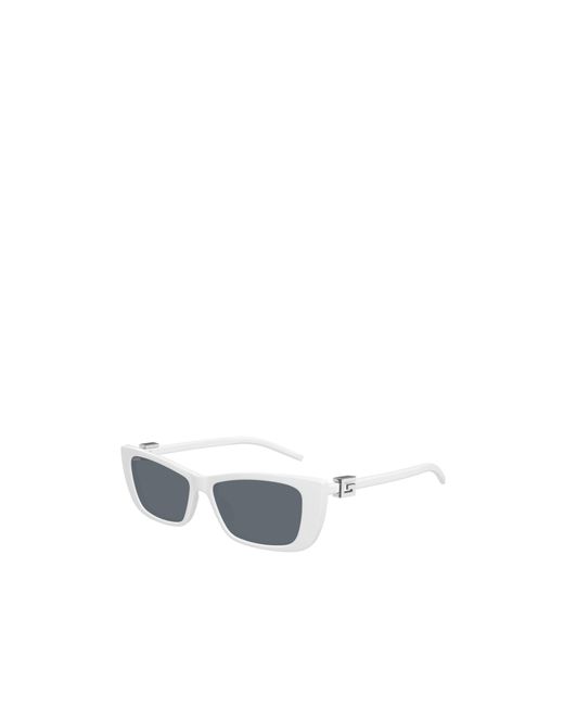 Gucci White Eyewear Rectangular Logo-Detail Sunglasses