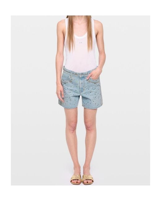 Zadig & Voltaire Blue Denim Shorts With Belt Loops