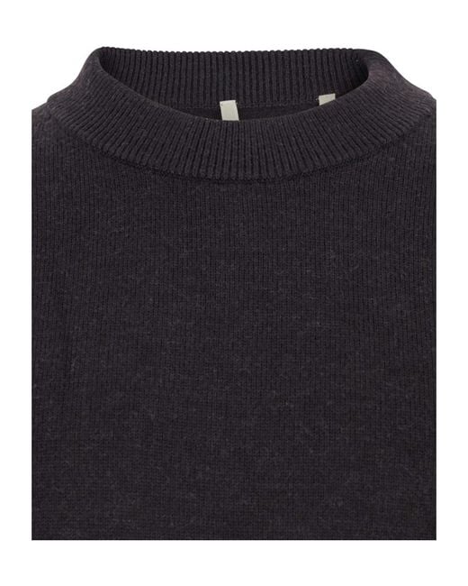 sunflower Blue Long-Sleeved Crew Neck Wool Sweater for men