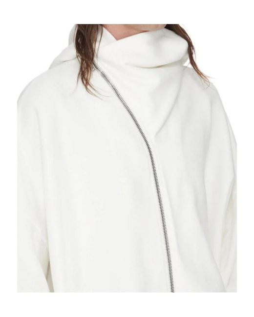 Rick Owens White Mountain Hun Asymmetric-Zip Hoodie for men