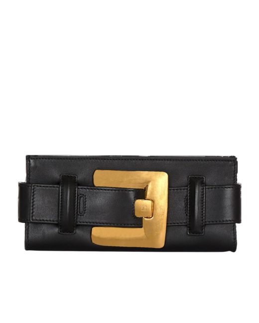 Balmain Black Anthem Calfskin Leather Clutch
