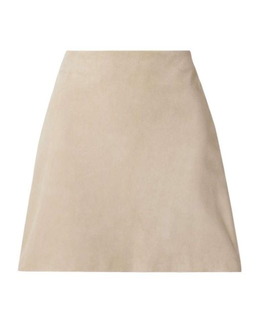 Ralph Lauren Natural Carreen Suede Mini Skirt