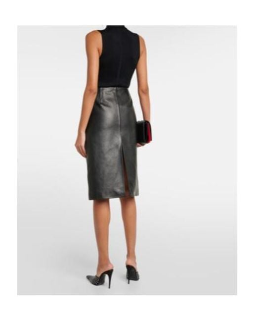 Magda Butrym Black Leather Midi Skirt