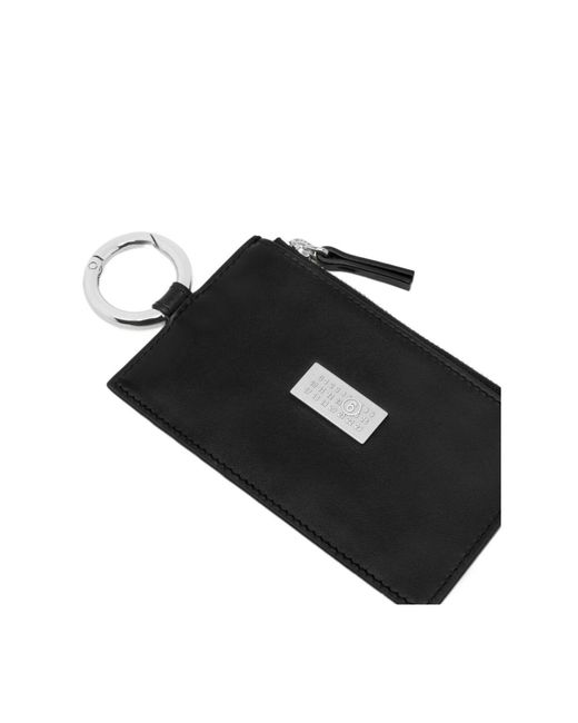 MM6 by Maison Margiela Black Logo Plaque Zip-Up Wallet for men