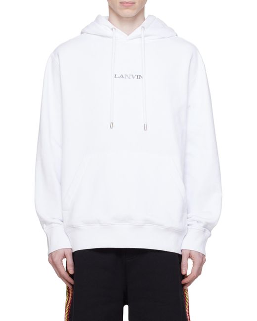 Lanvin White Logo-Embroidered Cotton Hoodie
