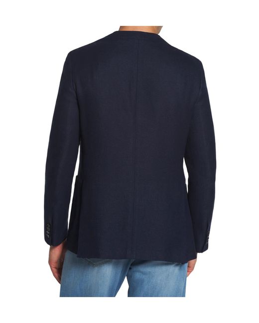Brioni Blue Midnight Linen, Wool And Silk Jardigan for men