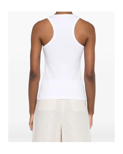Peserico White Beaded Trim-Detail Sleeveless Top