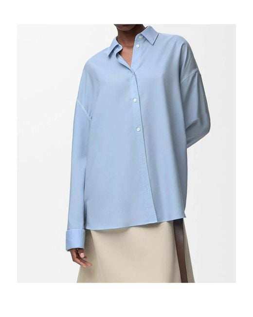 Loewe Blue Wool-Silk Draped Shirt