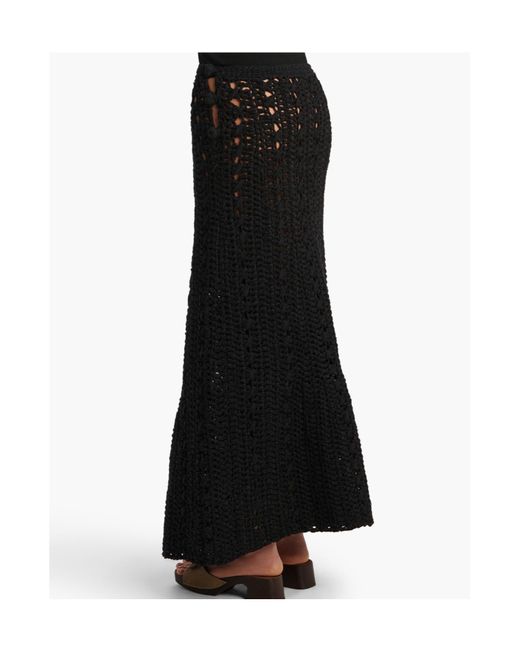 Khaite Black Ryder Crochet Midi Skirt