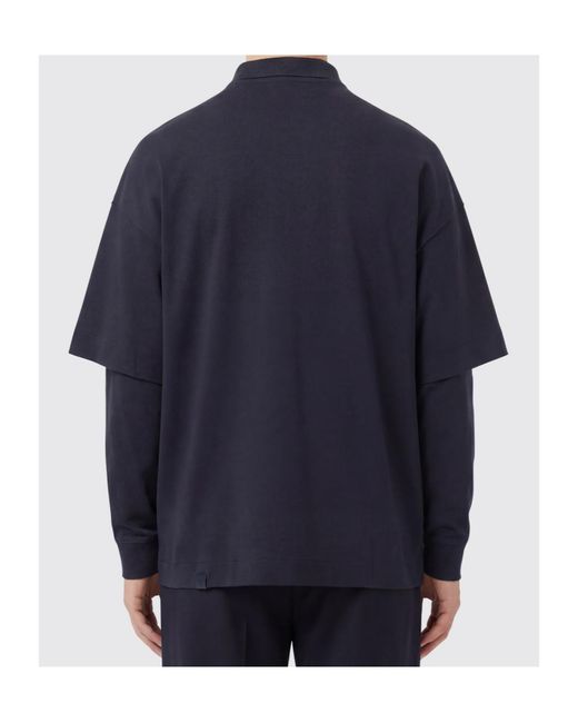 DARKPARK Blue Long-Sleeved Layered Polo Shirt for men