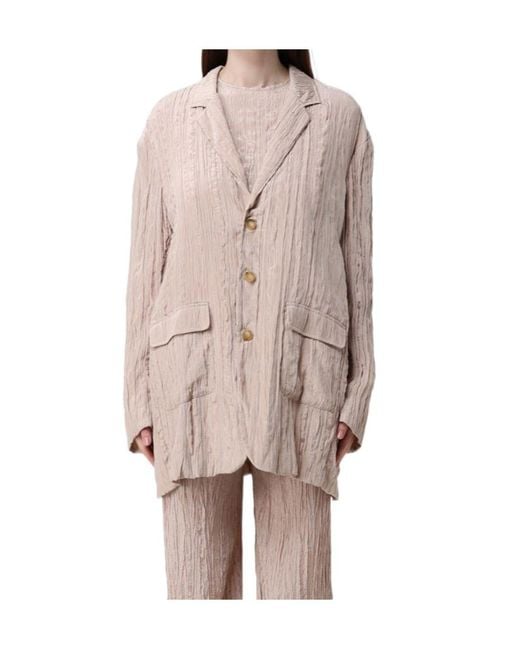 Alysi Pink Crinkled Three-Button Blazer