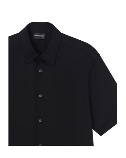Emporio Armani Black Button-Up Short-Sleeved Shirt for men