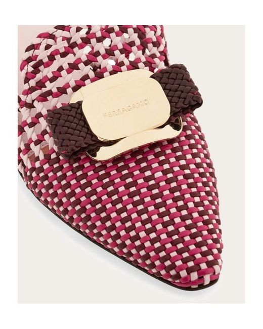 Ferragamo Pink New Vara Plate Mule