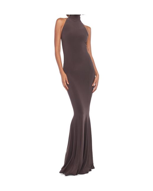 Norma Kamali Brown Fishetail Fitted Long Dress