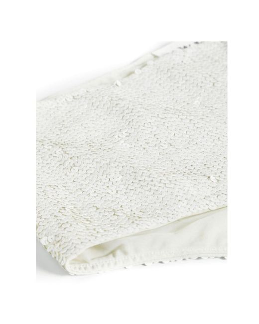 P.A.R.O.S.H. White Sequined High-Waisted Bikini Bottoms