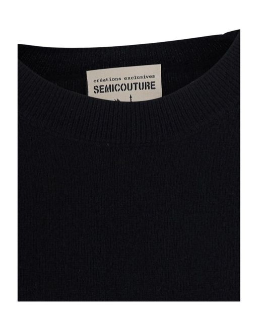 Semicouture Black Round-Neck Dress