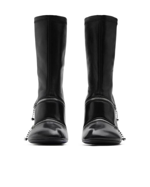 Burberry Black Sleek Leather Ankle Boots For