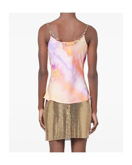 Rabanne Pink Tie-Dye Printed Satin Top
