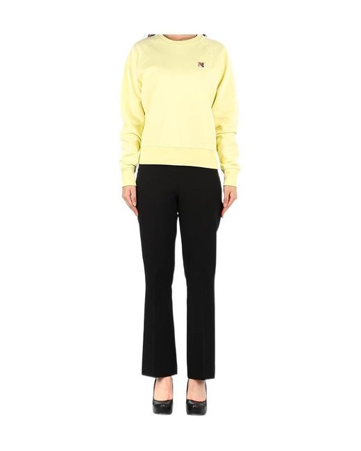 Maison Kitsuné Yellow Embroidered-Fox Sweatshirt