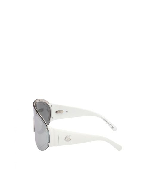 Moncler White Logo-Plaque Oversize-Frame Sunglasses for men