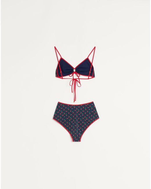 Valentino Multicolor Vlogo Signature Cherryfic Printed Bikini Set