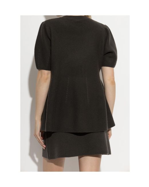 Lisa Yang Black Mella Short-Sleeve Knitted Top