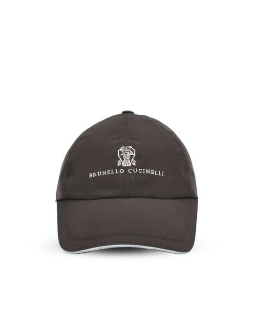 Brunello Cucinelli Brown Logo Embroidered Baseball Cap for men