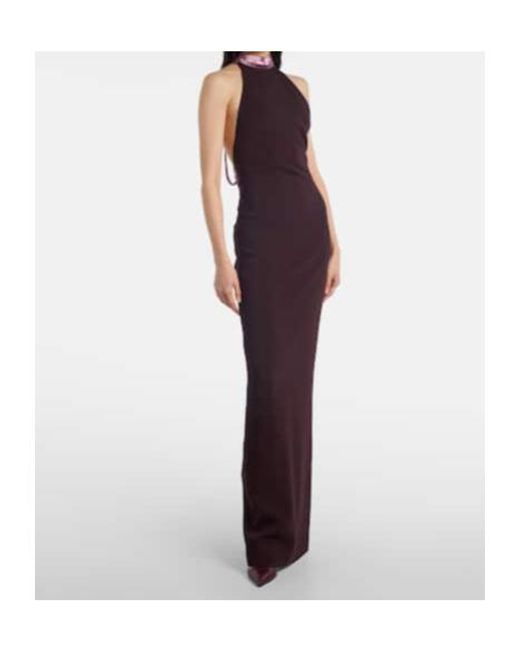 The Attico Purple Embellished Satin Gown