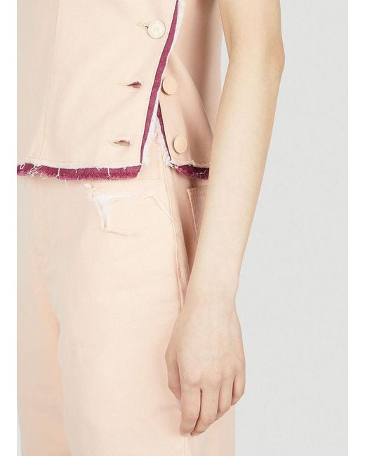 Raf Simons Natural Button Fastened Layered Raw-Cut Hem Tank Top
