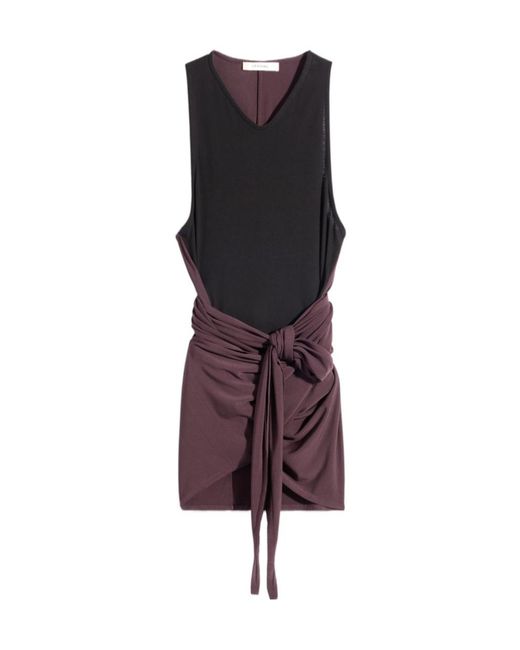 Lemaire Purple Draped Sleeveless Dress