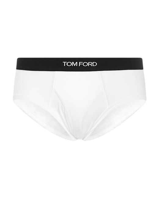 Tom Ford White Logo Waistband Stretched Briefs for men