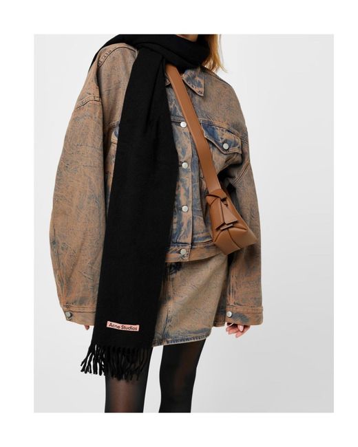 Acne Black Fringed Trim Scarf