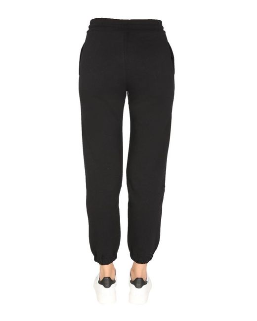 MSGM Black Logo Printed Drawstring Pants