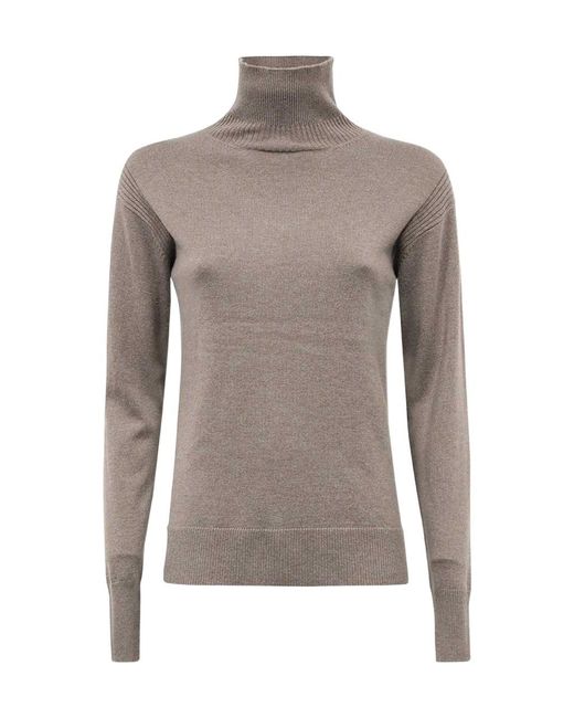 Yves Salomon Gray High-Neck Sweater