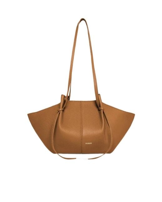 Yuzefi Brown Medium Mochi Grained Leather Tote Bag