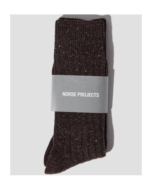 Norse Projects Black Wool Blend Ribbed Socks for men