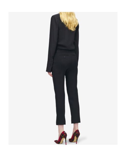 McQueen Black Cropped Tailored Trousers