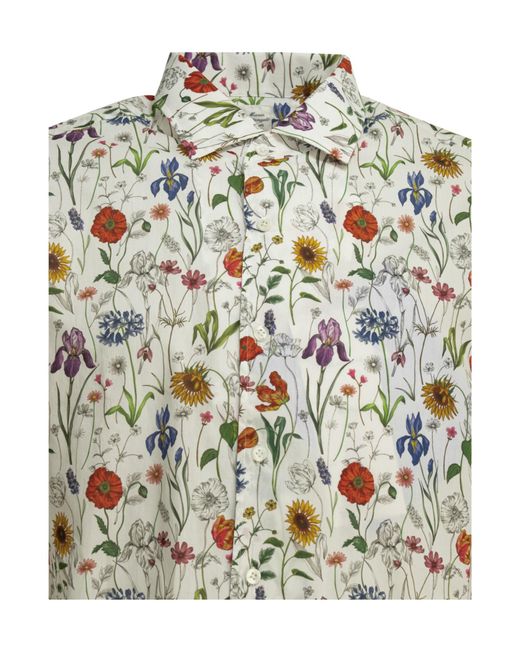 Junya Watanabe White Floral-Printed Buttoned Shirt for men