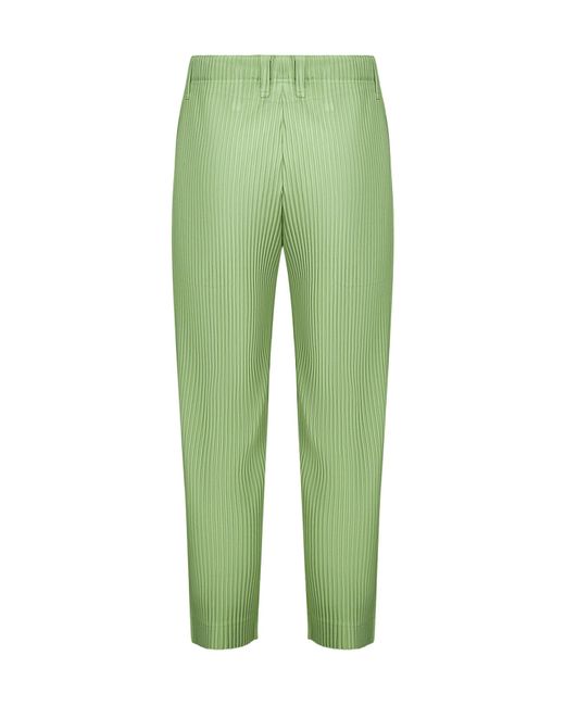 Homme Plissé Issey Miyake Green Pleated Casual Pants for men