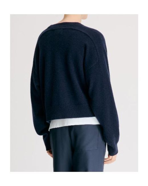 Loulou de Saison Blue Anzor Lds V Neck Cashmere Sweater