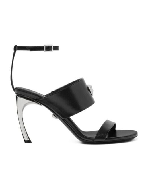 Versace Black Medusa Head-Embellished Ankle-Strap Sandals