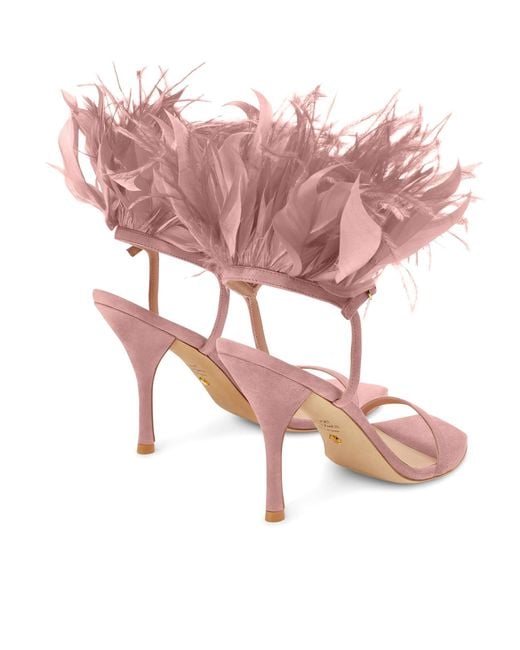 Stuart Weitzman Pink Feather High-Heeled Sandals
